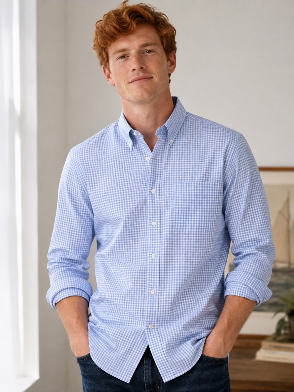 Brooks Brothers Regent Fit Blue Gingham Supima Cotton Dress Shirt 17-35 - Picture 3 of 12